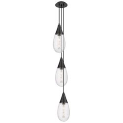 Milan 6.38&quot; Wide 3 Light Brushed Satin Nickel Multi Pendant w/ Clear S