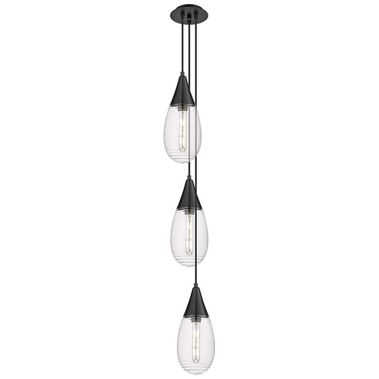 Image 1 Milan 6.38" Wide 3 Light Brushed Satin Nickel Multi Pendant w/ Clear S