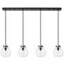 1_Milan 6.38" Wide 3 Light Matte Black Multi Pendant With Clear Shade