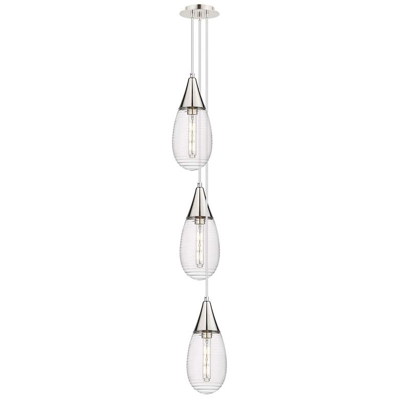 Image 1 Milan 6.38" Wide 3 Light Polished Nickel Multi Pendant w/ Light Smoke
