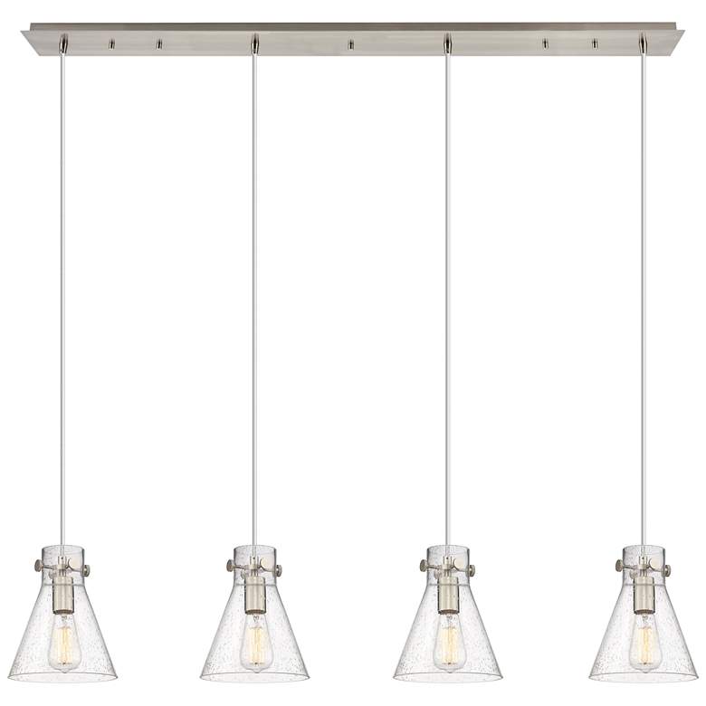 Image 1 Milan 8 inch Wide 6 Light Brushed Brass Multi Pendant With Clear Shade