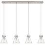 Milan 8" Wide 6 Light Brushed Brass Multi Pendant With Clear Shade