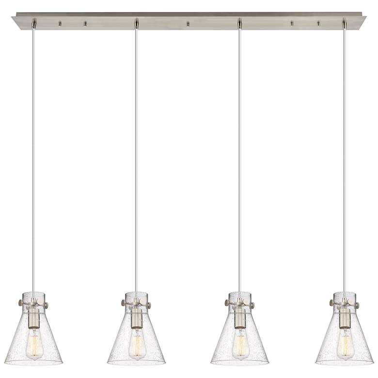 Image 1 Milan 8" Wide 6 Light Brushed Brass Multi Pendant With Clear Shade