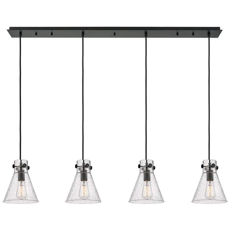 Image 1 Milan 8" Wide 6 Light Matte Black Multi Pendant With Clear Shade