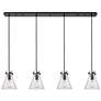 Milan 8" Wide 6 Light Matte Black Multi Pendant With Clear Shade