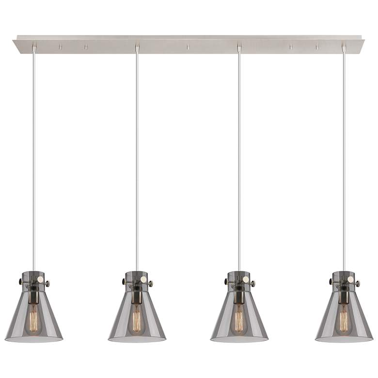 Image 1 Milan 8" Wide 6 Light Polished Nickel Multi Pendant With Light Smoke S