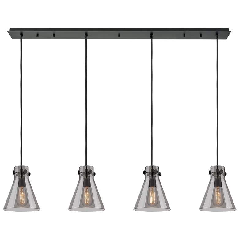 Image 1 Milan 8"W 6 Light Brushed Satin Nickel Multi Pendant With Light Smoke