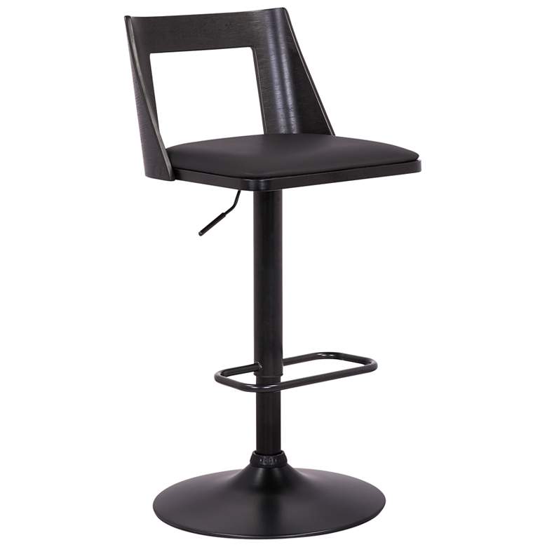 Image 1 Milan Adjustable Swivel Barstool in Black Powder Coated Finish, Black