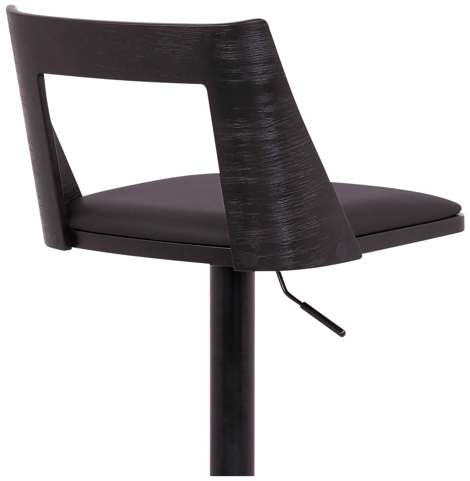 Milan Adjustable Swivel Barstool in Black Powder Coated Finish, Black