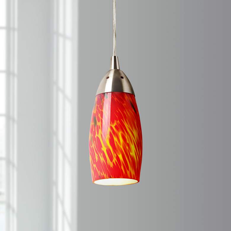 Image 2 Milan Collection Fire Red Mini Pendant Chandelier