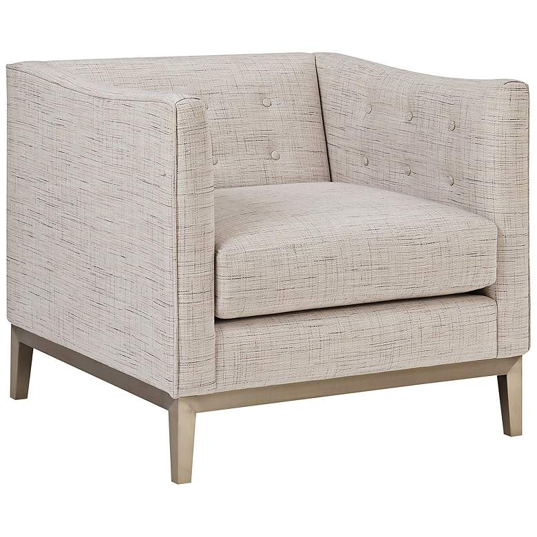 Image 1 Milan Woven Cream Button Tufted Armchair