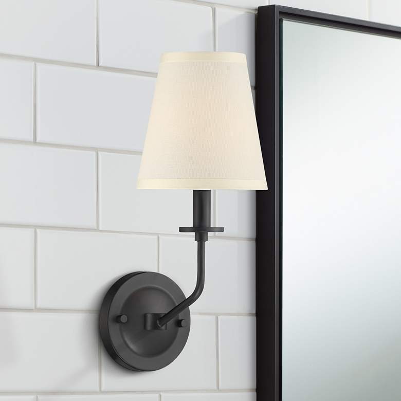 Image 1 Milanese 15 3/4 inch High Black Metal Wall Sconce