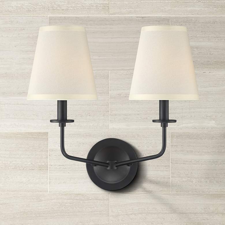 Image 1 Milanese 15 inch High Black 2-Light Wall Sconce