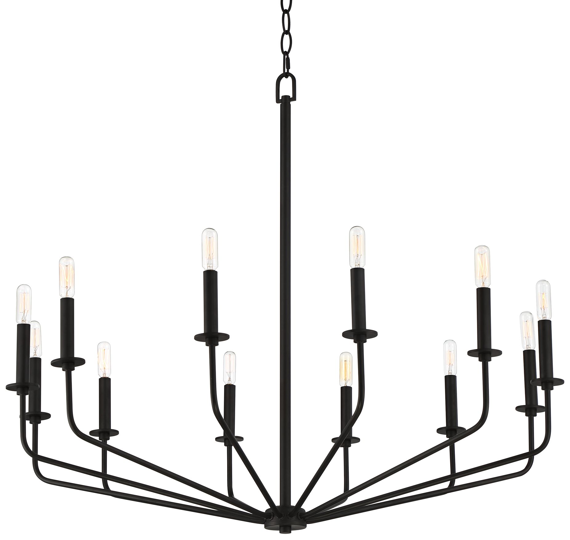 Milanese 37 1/2" Wide Black Candelabra 12Light Chandelier 96C29