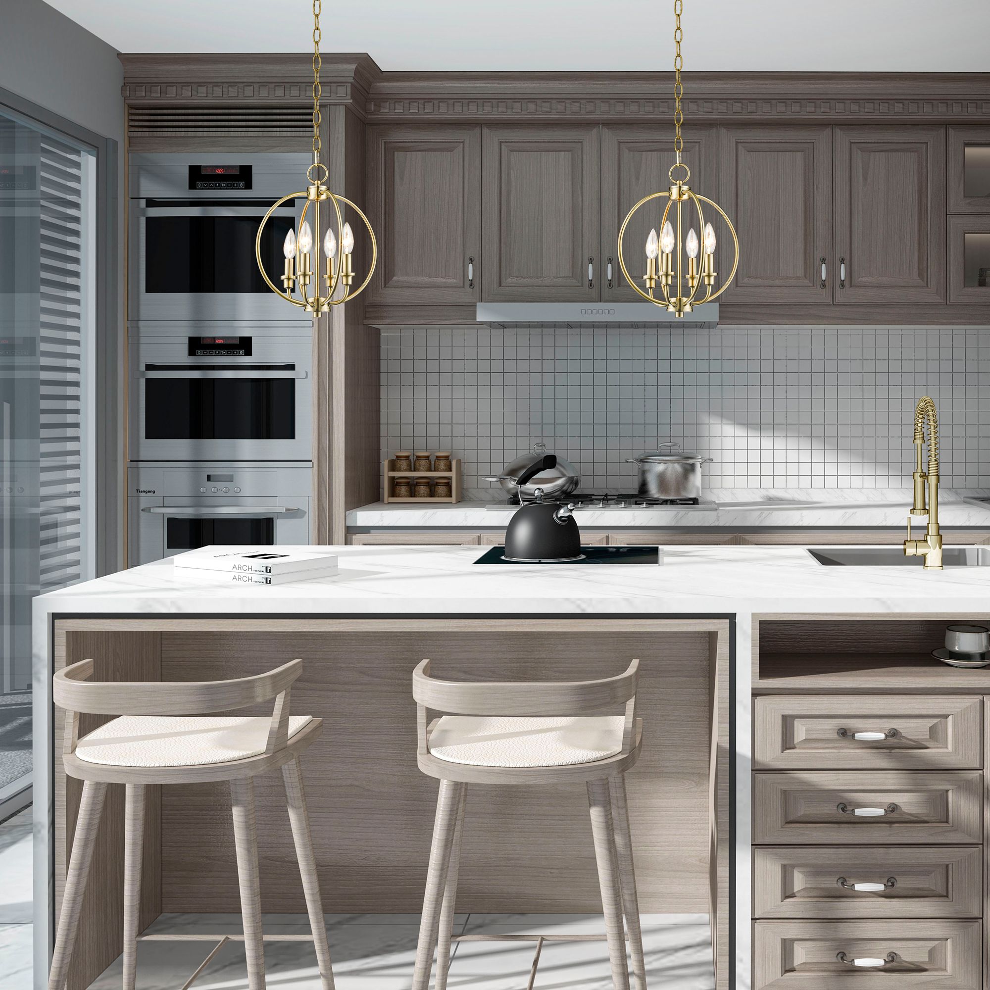 Milania 12.5-in W Antique Brass No Shades Semi-Flush Mount Light