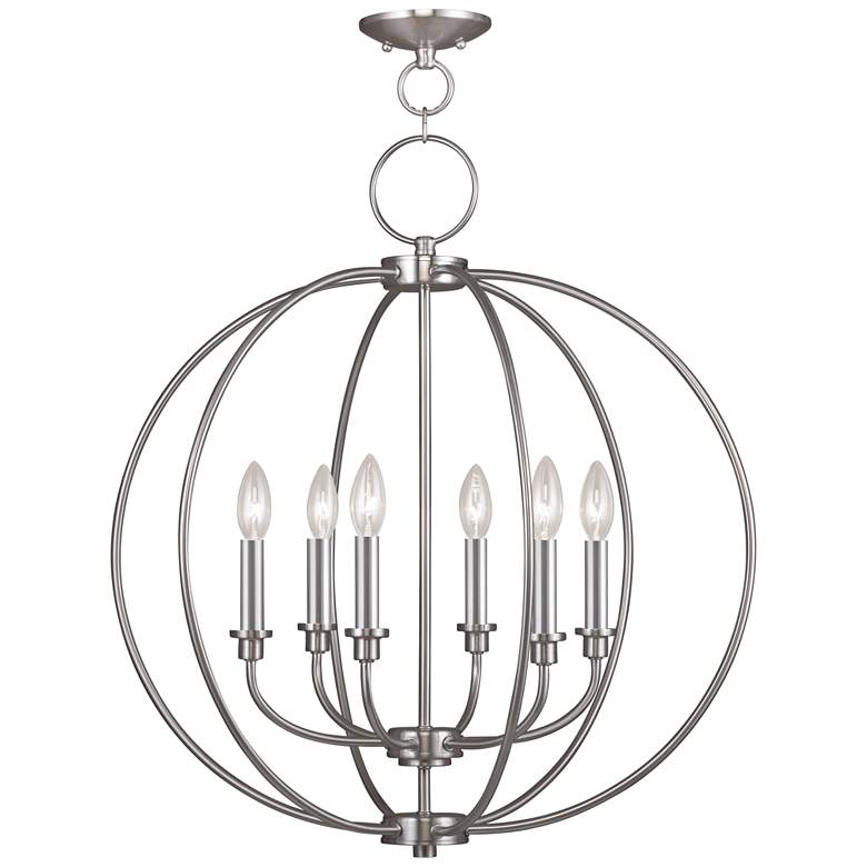 Image 1 Milania 25" Wide 6-Light Brushed Nickel Candelabra Orb Chandelier