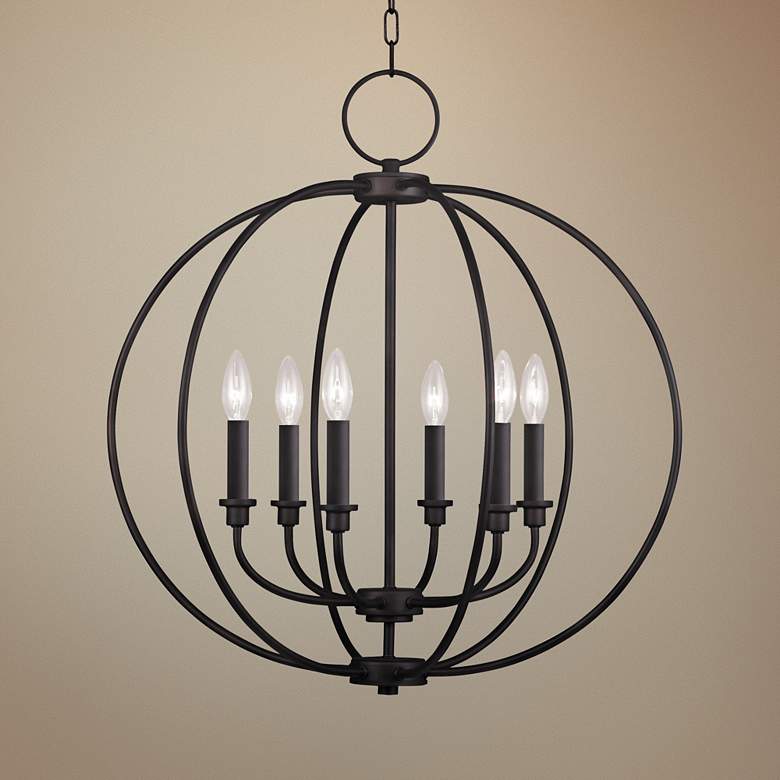 Image 1 Milania 25 inch Wide Bronze 6-Light Chandelier