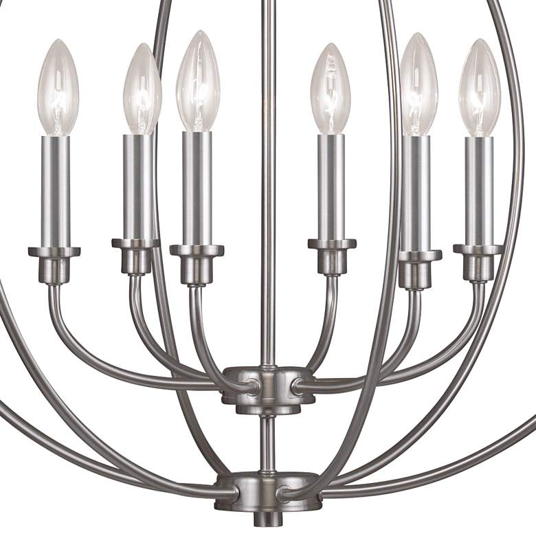Image 2 Milania 25 inch Wide Brushed Nickel 6-Light Chandelier more views