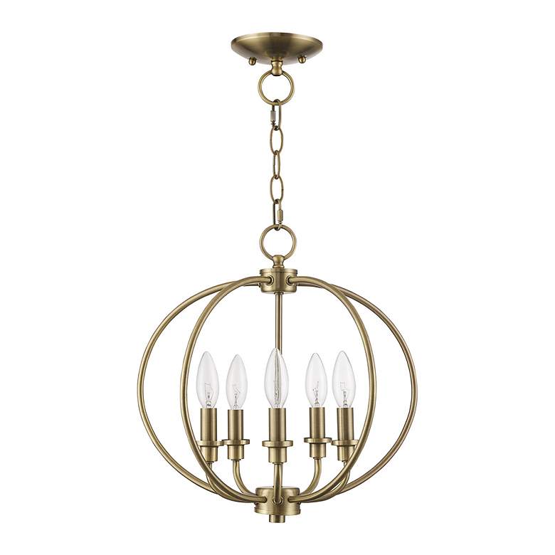Image 3 Milania 5 Light Antique Brass Convertible Mini Chandelier/Ceiling Mount more views