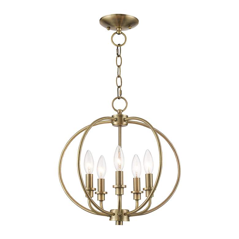 Image 4 Milania 5 Light Antique Brass Convertible Mini Chandelier/Ceiling Mount more views