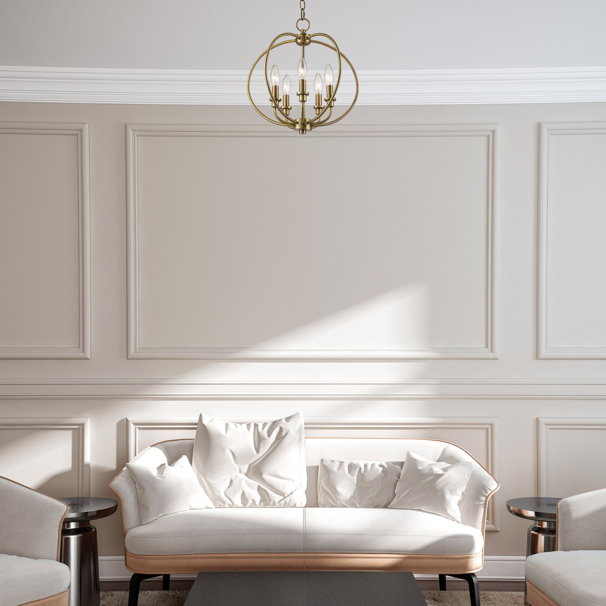 Milania 5 Light Antique Brass Convertible Mini Chandelier/Ceiling Mount