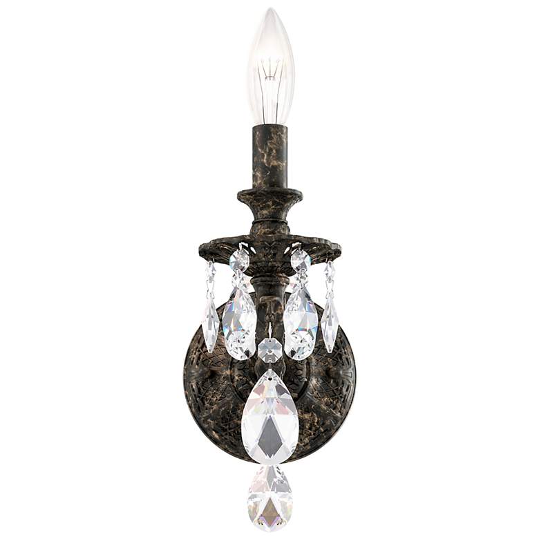 Image 1 Milano 13.5"H x 5"W 1-Light Crystal Wall Sconce in Heirloom Bronz