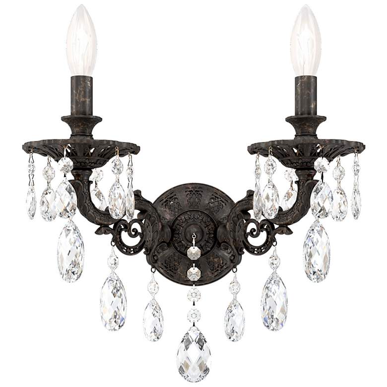 Image 1 Milano 15.5"H x 13.5"W 1-Light Crystal Wall Sconce in Heirloom Br