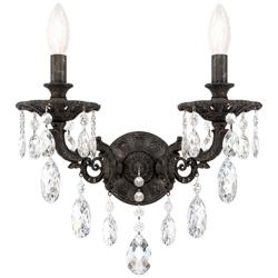 Milano 15.5"H x 13.5"W 1-Light Crystal Wall Sconce in Heirloom Br