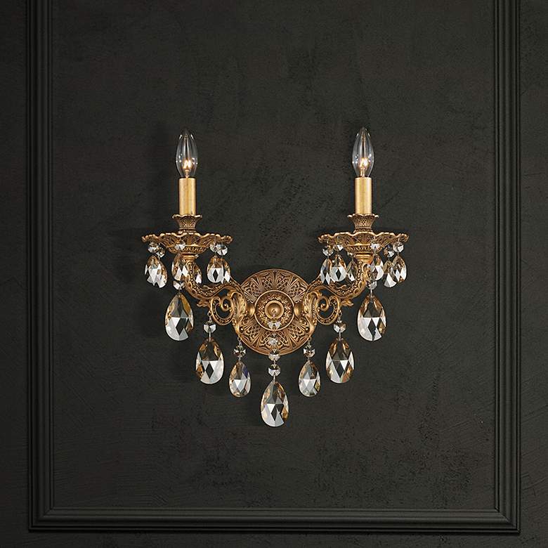 Image 4 Milano 15.5"H x 13.5"W 1-Light Crystal Wall Sconce in Heirloom Br more views