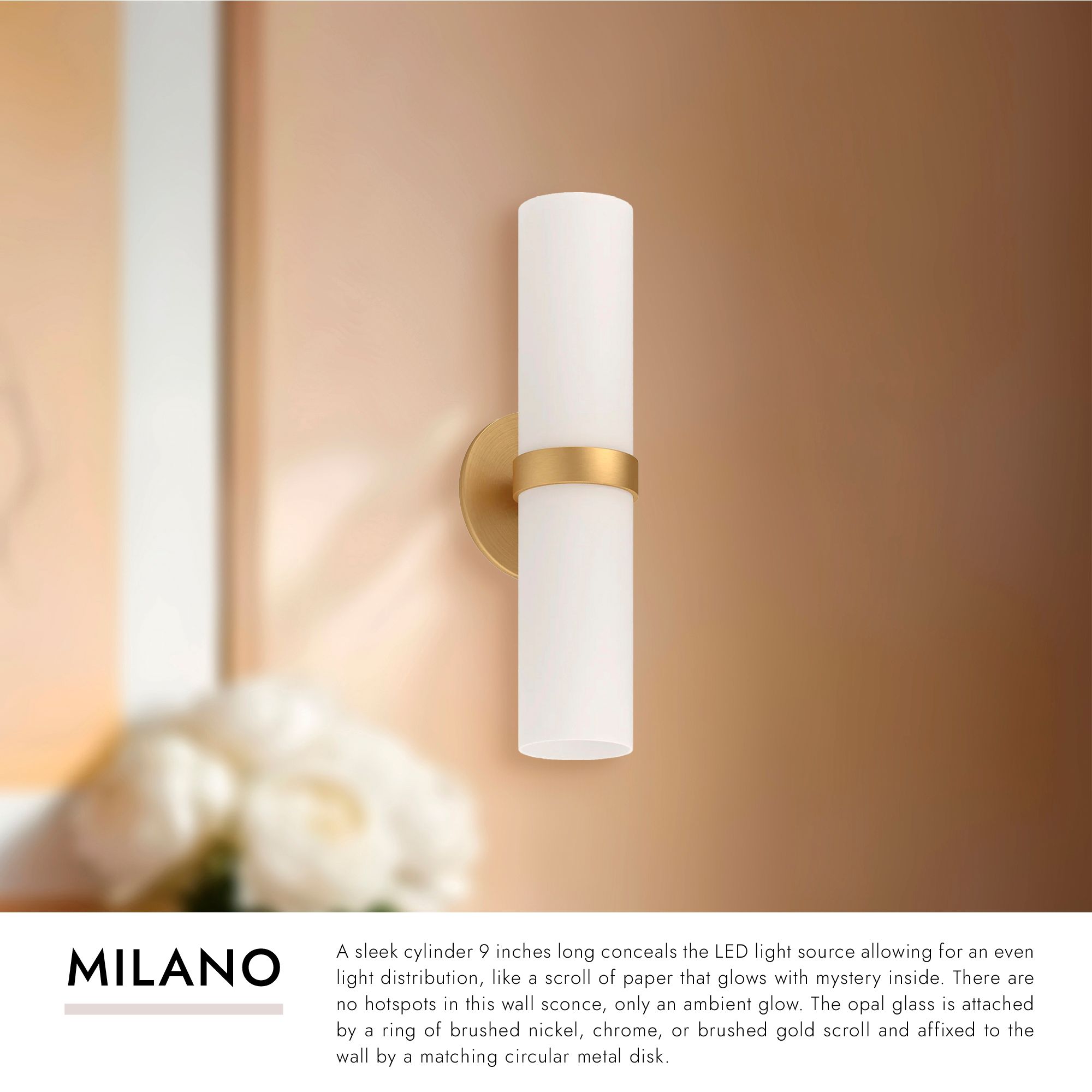 Image 2 Milano 15" High Brushed Gold LED Wall Sconce more views