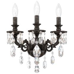 Milano 15"H x 13"W 3-Light Crystal Wall Sconce in Heirloom Bronze