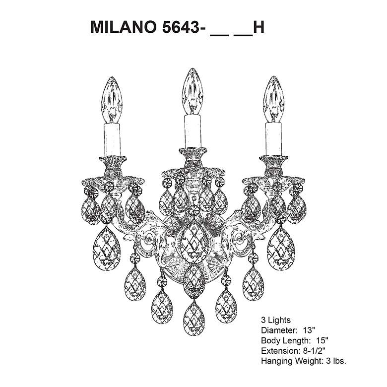 Image 3 Milano 15"H x 13"W 3-Light Crystal Wall Sconce in Heirloom Bronze more views