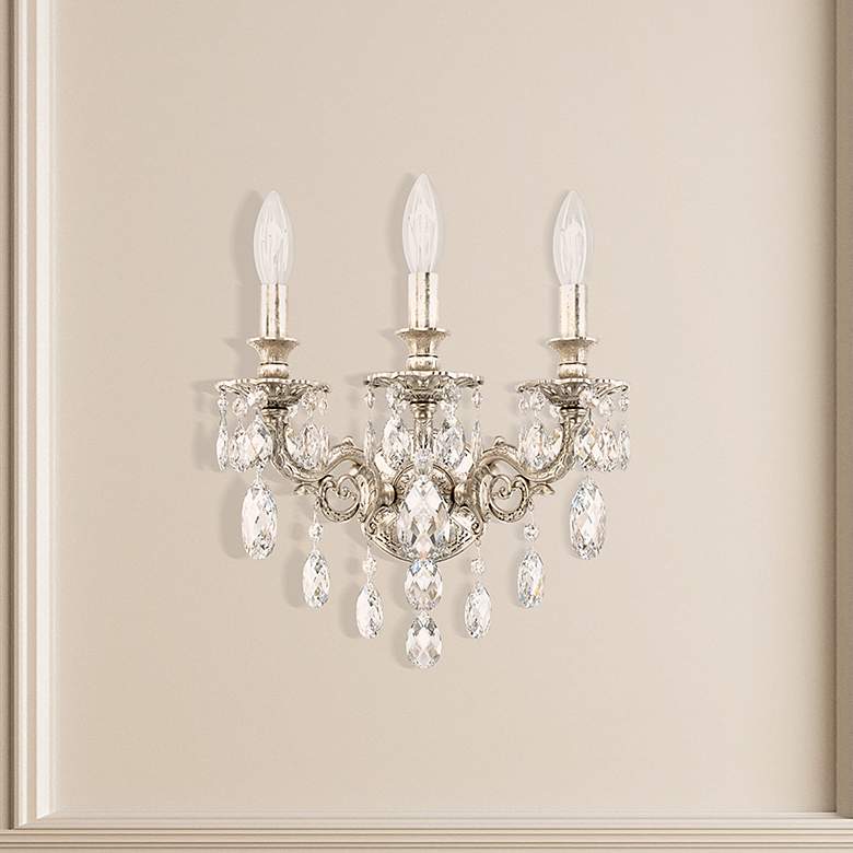 Image 4 Milano 15"H x 13"W 3-Light Crystal Wall Sconce in Heirloom Bronze more views
