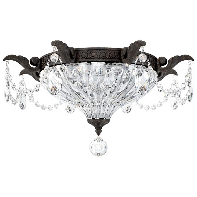 Image 1 Milano 16.5" Wide Heirloom Bronze Clear Crystal 2-Lt Flush Mt