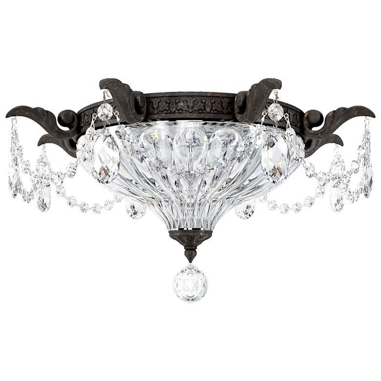 Image 1 Milano 16.5 inch Wide Heirloom Bronze Clear Crystal 2-Lt Flush Mt