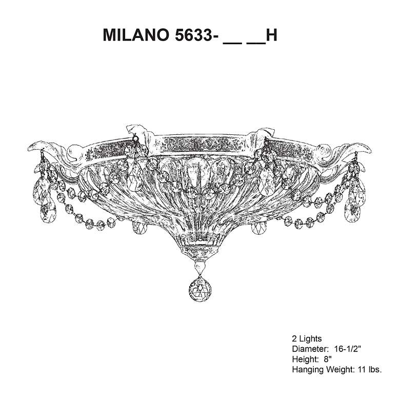 Image 4 Milano 16.5" Wide Heirloom Bronze Clear Crystal 2-Lt Flush Mt more views