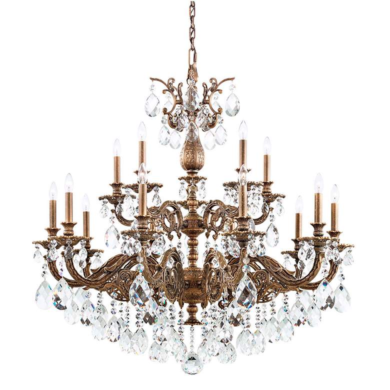 Image 2 Milano 38"H x 38.5"W 15-Light Crystal Chandelier in Etruscan Gold