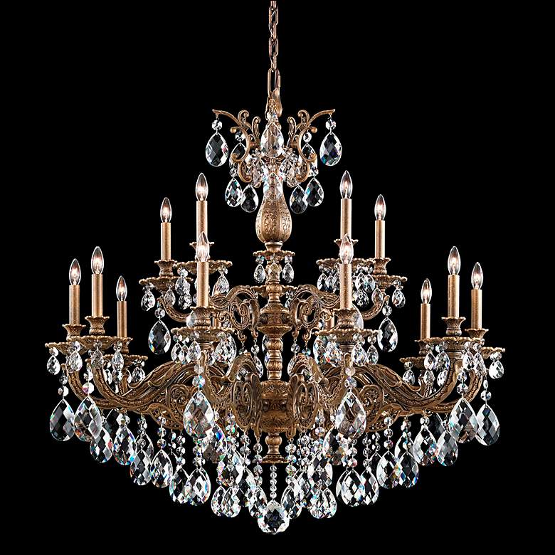 Image 3 Milano 38"H x 38.5"W 15-Light Crystal Chandelier in Etruscan Gold more views