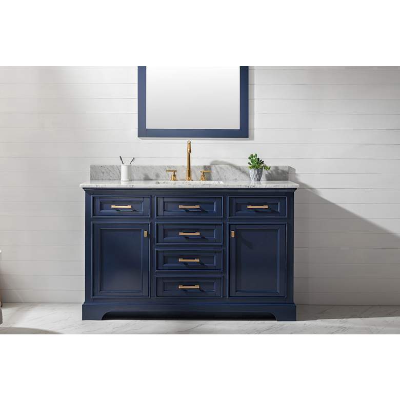 Milano 54 inch Wide Blue Wood 6-Drawer Single Sink Vanity more views