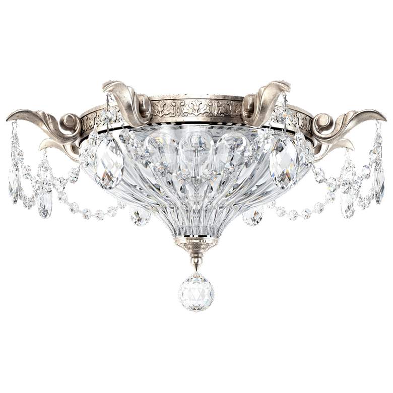 Image 1 Milano 8 inchH x 16.5 inchW 2-Light Crystal Flush Mount in Antique Silver