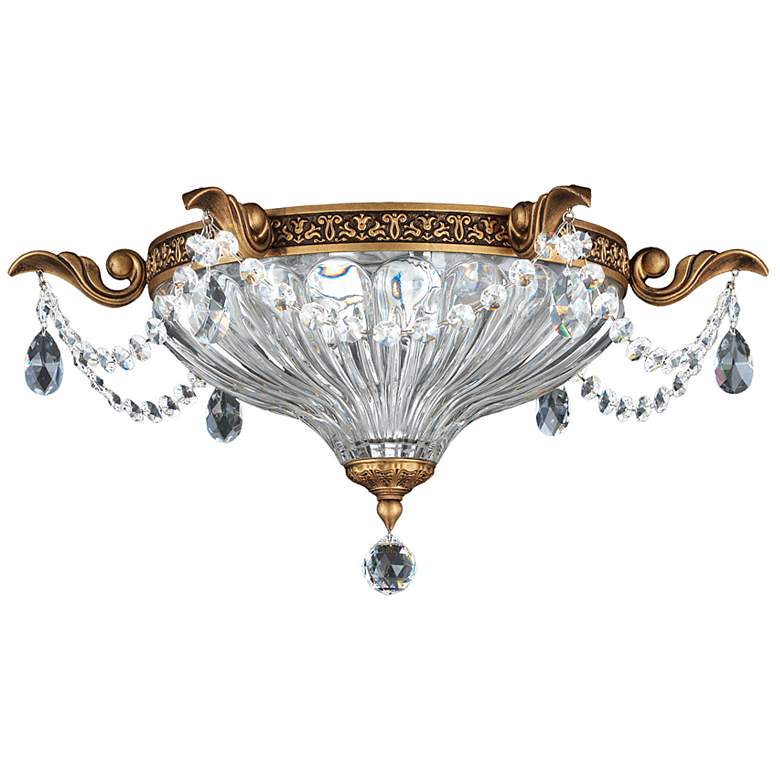 Image 1 Milano 8"H x 16.5"W 2-Light Crystal Flush Mount in Florentine Bro