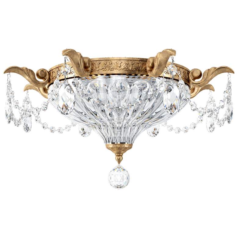Image 1 Milano 8"H x 16.5"W 2-Light Crystal Flush Mount in French Gold