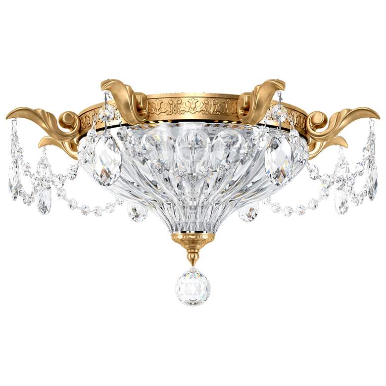 Image 1 Milano 8"H x 16.5"W 2-Light Crystal Flush Mount in Heirloom Gold