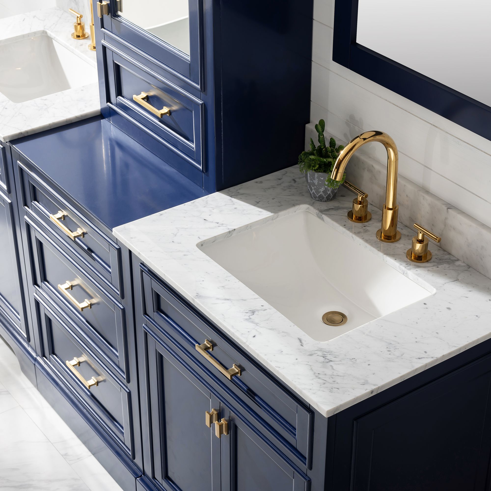Milano 84" Wide Blue Double Sink Bathroom Vanity Modular Set 397H0