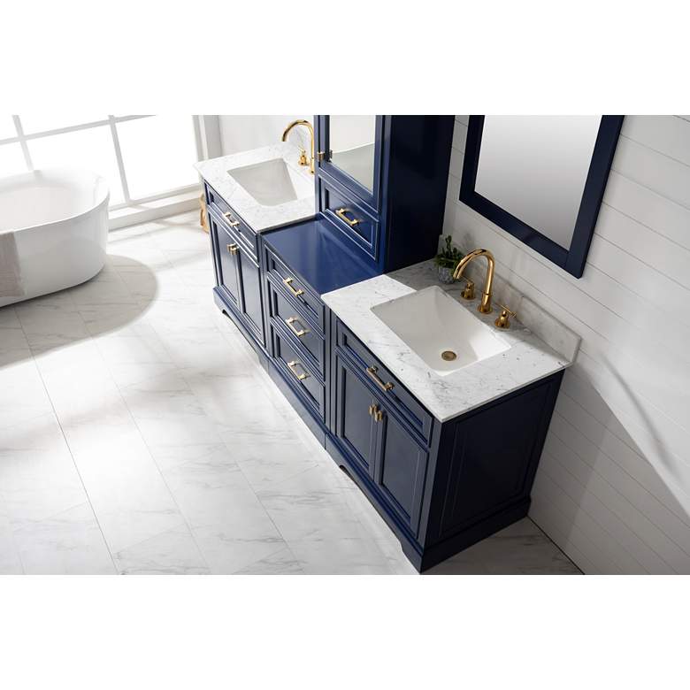 Milano 84 inch Wide Blue Double Sink Bathroom Vanity Modular Set more views