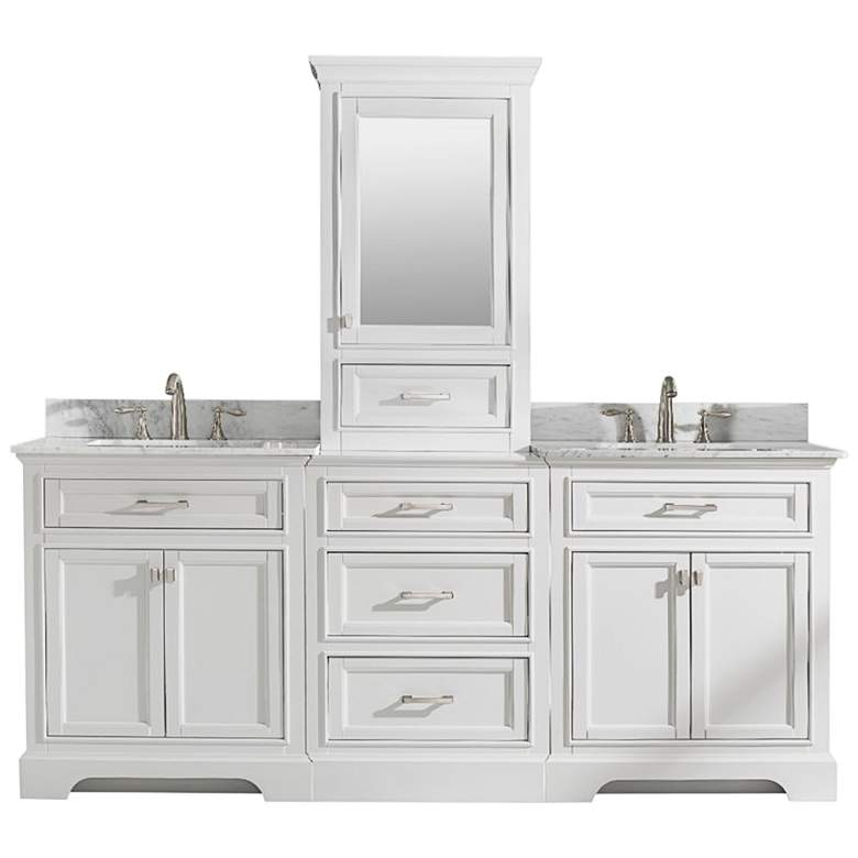 Milano 84 inchW White Double Sink Bathroom Vanity Modular Set