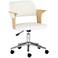 Milano White and Natural Wood Modern Adjustable Swivel Office Chair