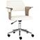 Milano White Fabric and Gray Wood Adjustable Swivel Office Chair