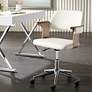 Milano White Fabric and Gray Wood Adjustable Swivel Office Chair in scene