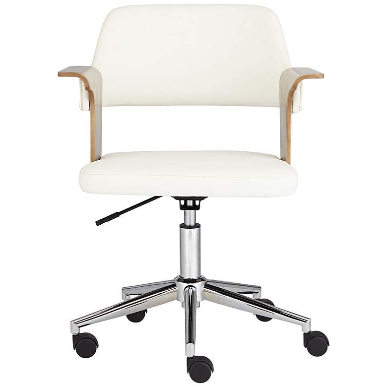 Image 7 Milano White Faux Leather Adjustable Swivel Office Chairs Set of 2 more views
